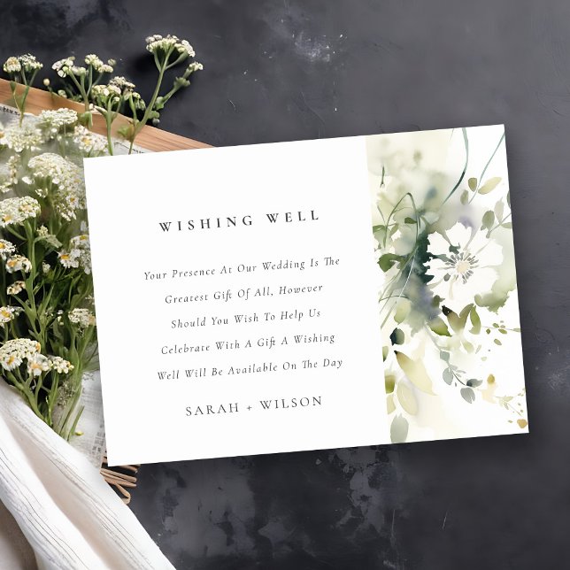 Tarjeta De Recepción Boho Resumen Boda floral verde deseando lo mejor (Subido por el creador)