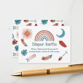 Tarjeta De Recepción Boho Retro Rainbow Baby Shower Diaper Raffle Enclo