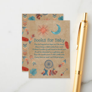 Tarjeta De Recepción Boho Retro Sun Moon Baby Shower Books para el bebé