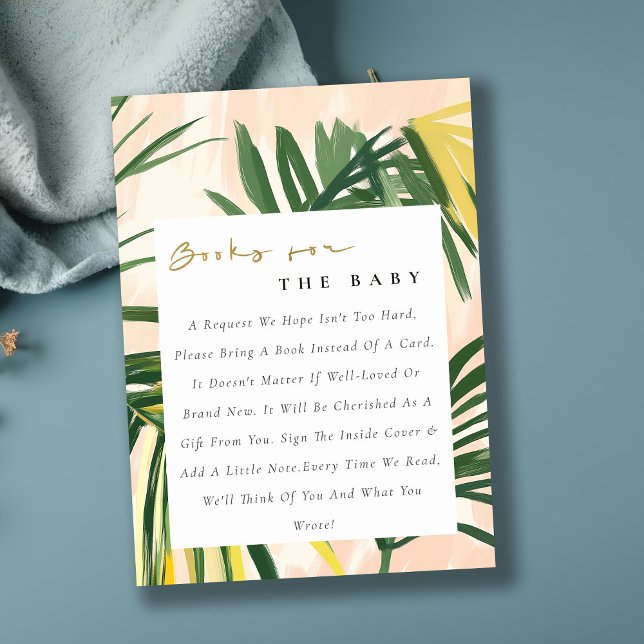 Tarjeta De Recepción Boho Rubor Green Tropical Palm Books Baby Shower (Subido por el creador)