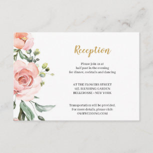 Tarjeta De Recepción Boho Rubor Rosas florales rosas enclos geométricos