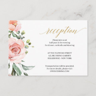 Tarjeta De Recepción Boho Rubor Rosas florales rosas oro geométrico