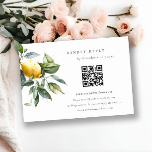 Tarjeta De Recepción Boho Rustic Minimal Yellow Lemon Garden Wedding