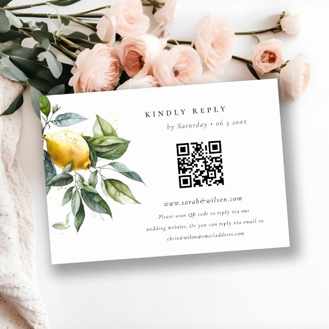 Tarjeta De Recepción Boho Rustic Minimal Yellow Lemon Garden Wedding (Subido por el creador)
