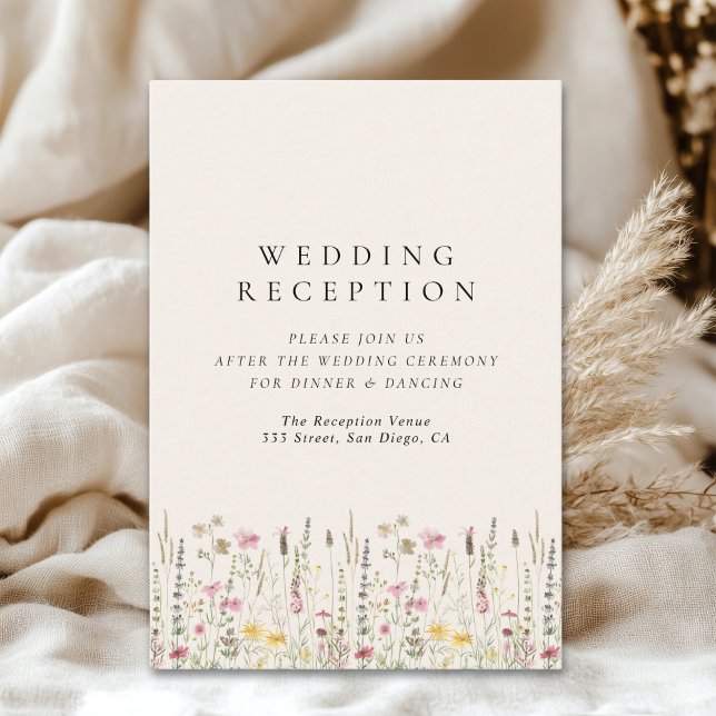 Tarjeta De Recepción Boho Rustic Wedding with Wildflowers (Subido por el creador)