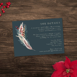 Tarjeta De Recepción Boho Rústico Elegante Pampas y Verde Pino Rojo Bei