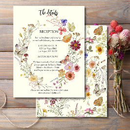 Tarjeta De Recepción Boho Rústico Flor Silvestre
