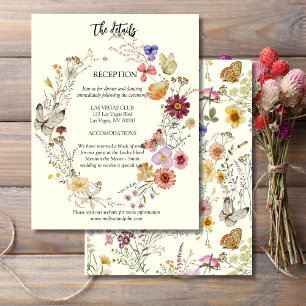 Tarjeta De Recepción Boho Rústico Flor Silvestre