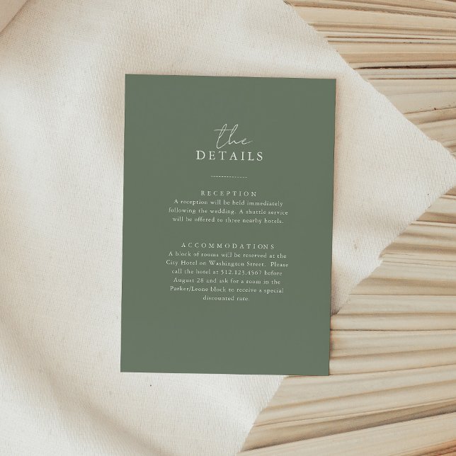 Tarjeta De Recepción Boho Sage Green | Detalles sencillos de invitado B (Subido por el creador)