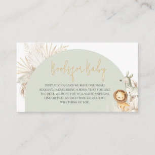 Tarjeta De Recepción Boho Sage Green Safari: Libros de Baby Shower para