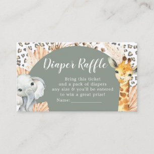 Tarjeta De Recepción Boho Sage Green Safari Oh Boy Diaper Raffle