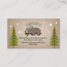 Boho Sleepy Bear Stars Diaper Raffle
