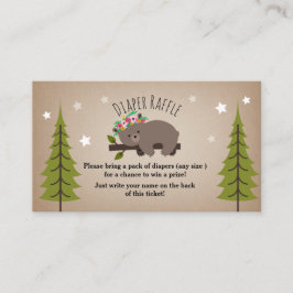 Tarjeta De Recepción Boho Sleepy Bear Stars Diaper Raffle