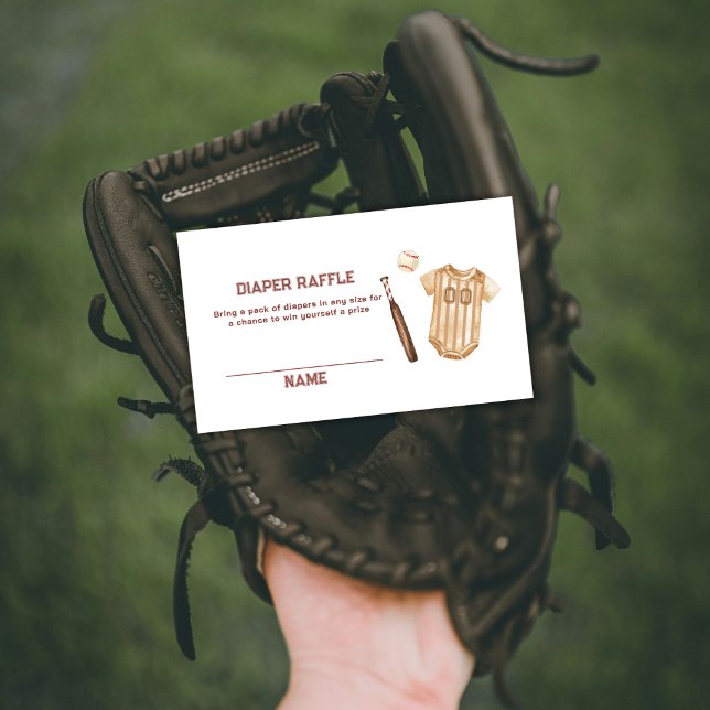 Tarjeta De Recepción Boho Slugger Baseball Diaper Raffle Baby Shower  (Boho Slugger Baseball Diaper Raffle Baby Shower Enclosure Card)
