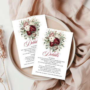 Tarjeta De Recepción Boho Sofisticado Detalles Dorados Verde Burgundy