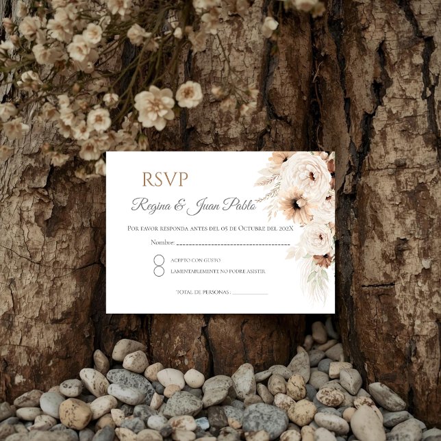 Tarjeta De Recepción Boho Spanish Wedding RSVP Card (Subido por el creador)