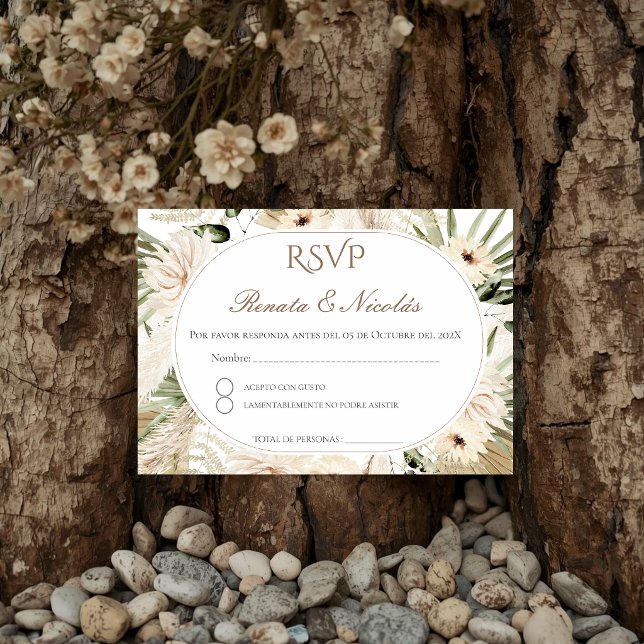 Tarjeta De Recepción Boho Spanish Wedding RSVP Card (Subido por el creador)