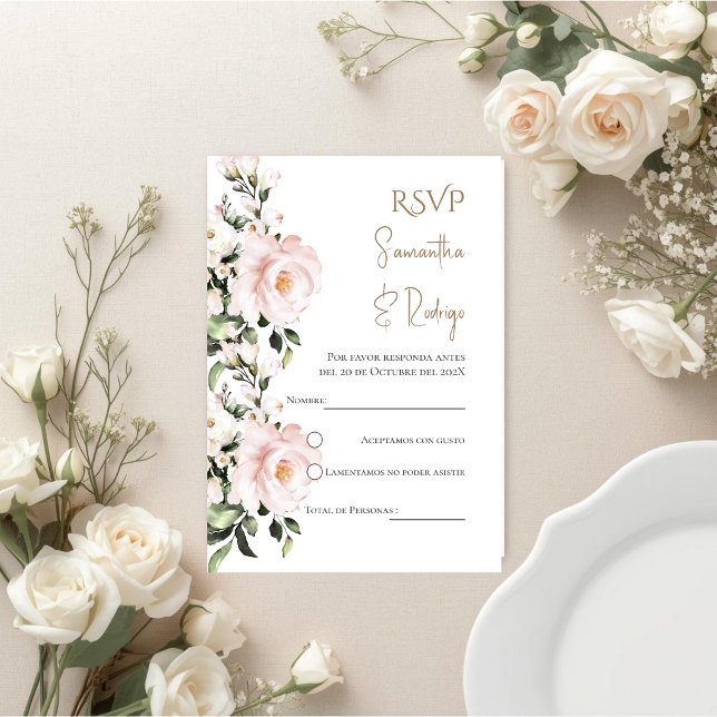 Tarjeta De Recepción Boho Spanish Wedding RSVP Card (Subido por el creador)