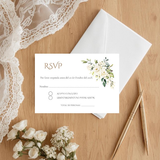 Tarjeta De Recepción Boho Spanish Wedding RSVP Card (Subido por el creador)