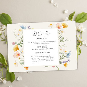 Tarjeta De Recepción Boho Spring Wildflowers Boda Jardín Botánico