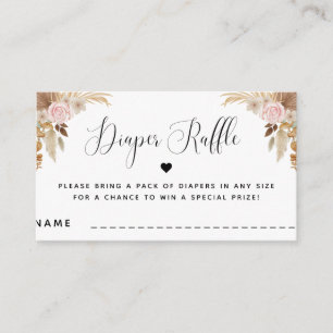 Tarjeta De Recepción Boho Summer Dried Floral Baby Shower Diaper Raffle