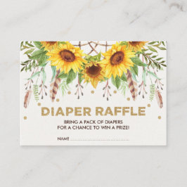 Tarjeta De Recepción Boho Sunflower Dreamcatcher Summer Diaper Raffle