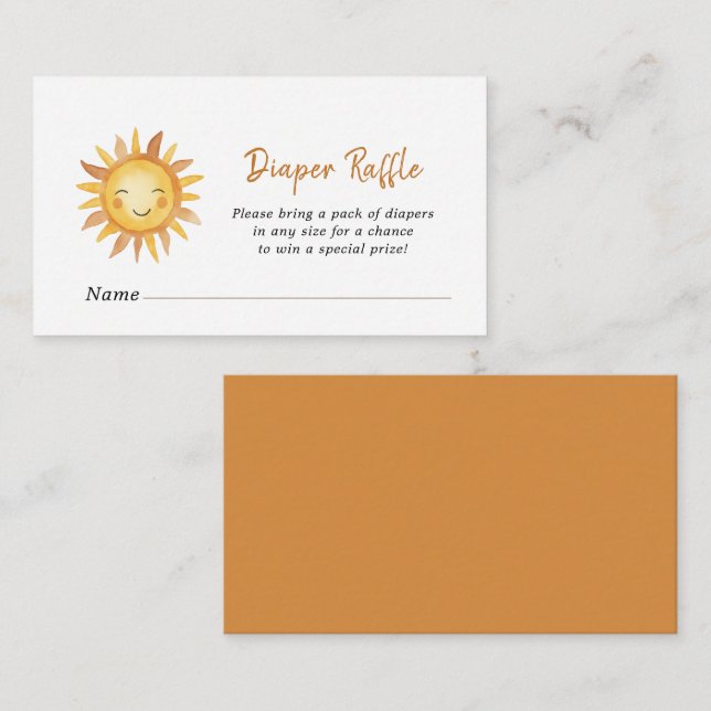 Tarjeta De Recepción Boho Sunshine Baby ducha Diaper Raffle (Anverso / Reverso)