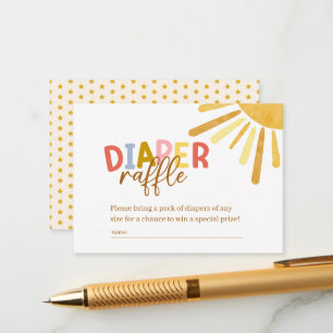 Tarjeta De Recepción Boho Sunshine Baby Shower amarillo Diaper Raffle