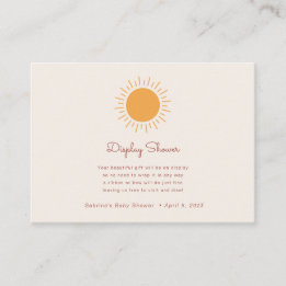 Tarjeta De Recepción Boho Sunshine Género Neutral Display Shower Enclo