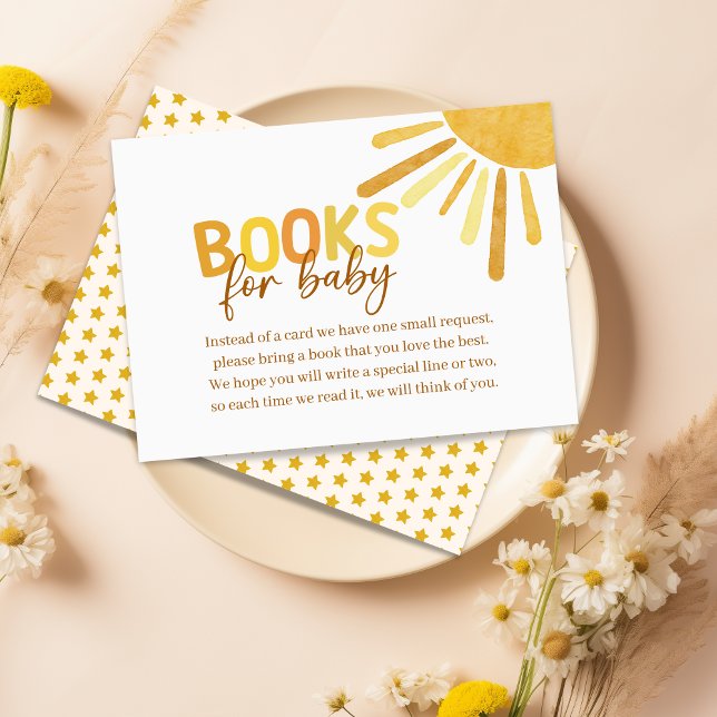 Tarjeta De Recepción Boho Sunshine Libros Amarillos para Baby Baby Show (Little Ray of Sunlight Books for Baby Request Card)