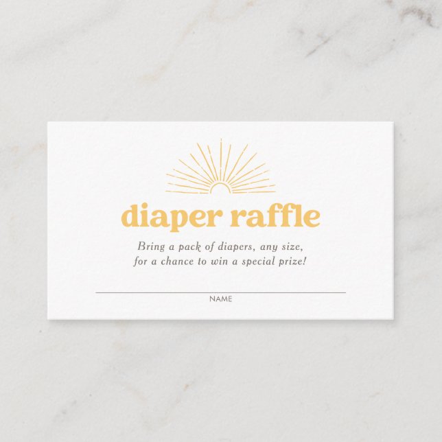 Tarjeta De Recepción Boho Sunshine Sun Diaper Raffle Ticket (Anverso)