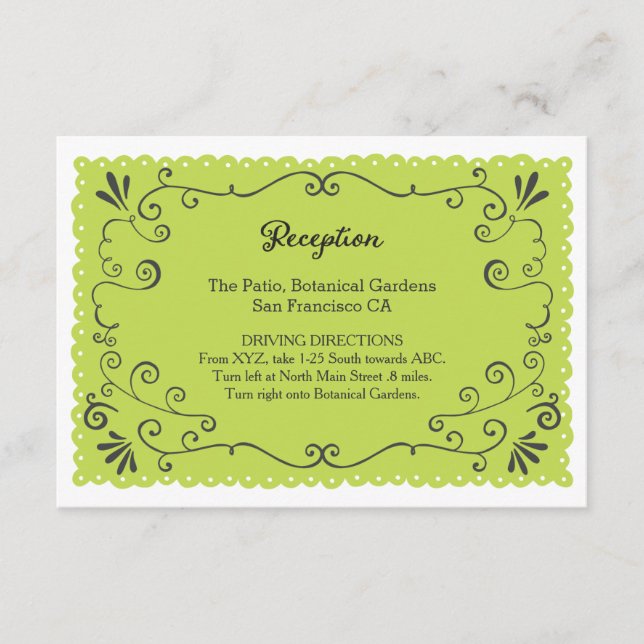 Tarjeta De Recepción Boho Swirls, Curls, un Boda de Banner & Lovebirds (Anverso)