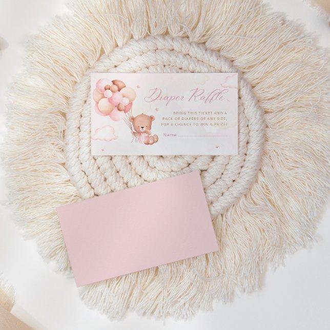 Tarjeta De Recepción Boho Teddy Bear Chica Baby Shower Diaper Raffle (Subido por el creador)