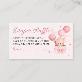 Tarjeta De Recepción Boho Teddy Bear Chica Baby Shower Diaper Raffle