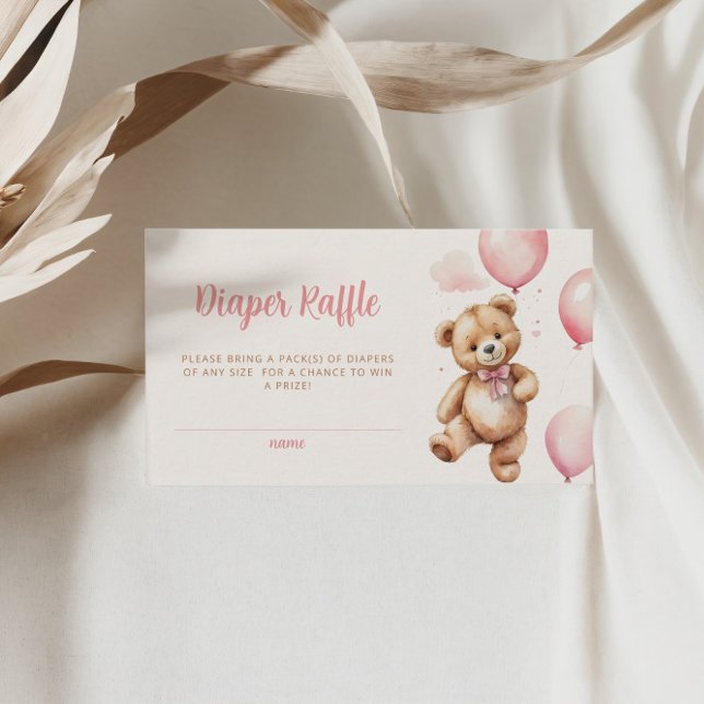 Tarjeta De Recepción Boho Teddy Bear Diaper Raffle Baby Shower (Subido por el creador)