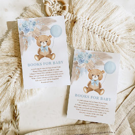 Tarjeta De Recepción Boho Teddy Bear globos azules para bebé