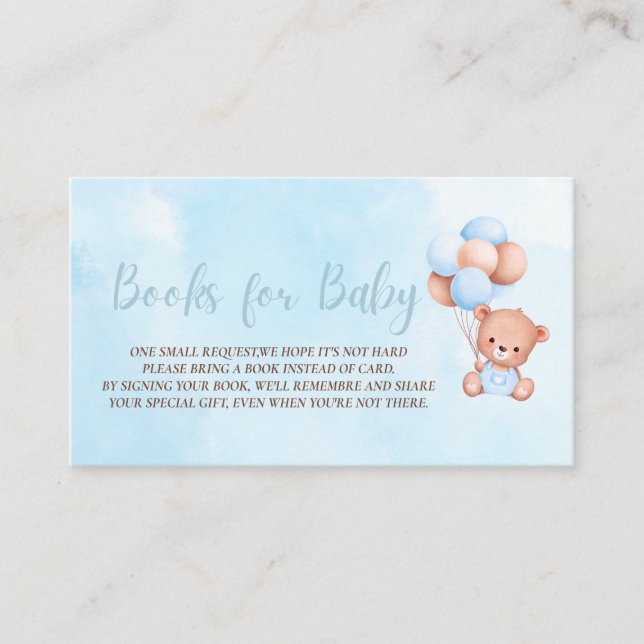Tarjeta De Recepción Boho Teddy Lleva Libros De Baby Shower Para Bebés (Anverso)