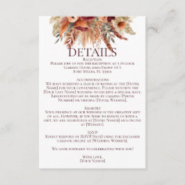 Tarjeta De Recepción Boho Terracota Florales de Otoño con Detalles de H