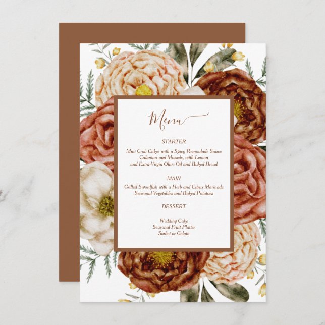 Tarjeta De Recepción Boho Terracota Neutra en Presupuesto (Anverso / Reverso)