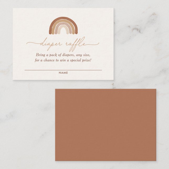 Tarjeta De Recepción Boho Terracotta Arcoiris Baby Shower Diaper Raffle (Anverso / Reverso)