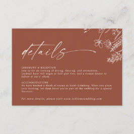 Tarjeta De Recepción Boho Terracotta Burnt Orange Details Wedding