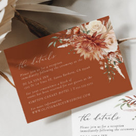 Tarjeta De Recepción Boho Terracotta Dahlia Floral Elegante Boda