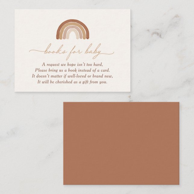 Tarjeta De Recepción Boho Terracotta: Libros arcoiris para bebé (Anverso / Reverso)