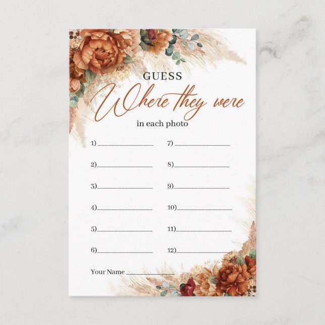 Tarjeta De Recepción Boho terracotta pampas burgundy Donde estaban (Anverso)