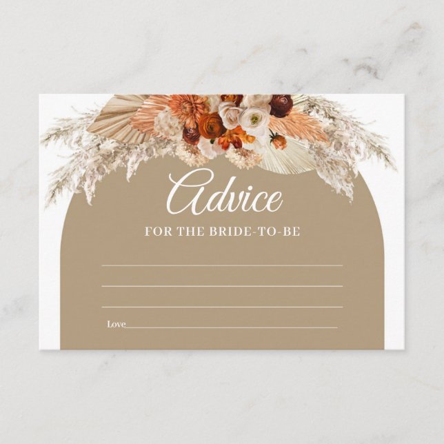 Tarjeta De Recepción Boho Terracotta Pampas Consejo de Grass para la No (Anverso)