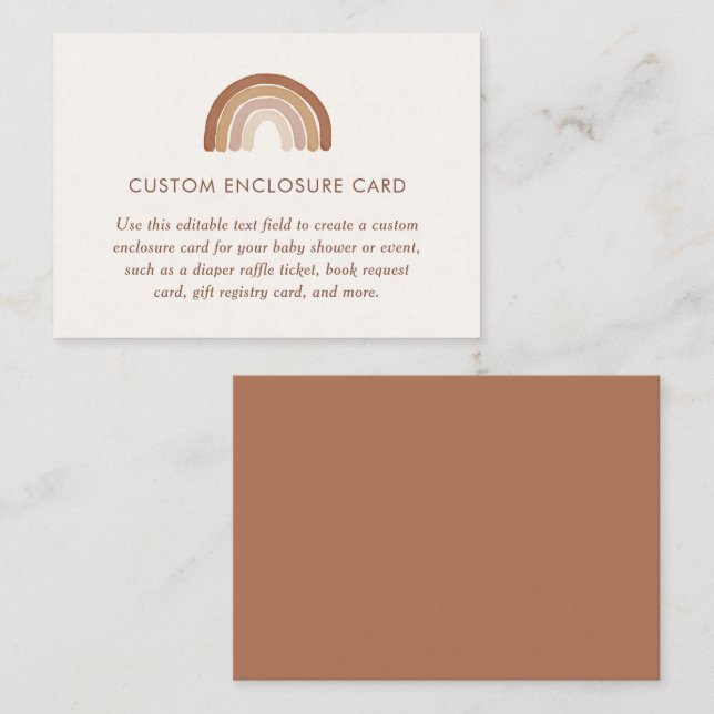Tarjeta De Recepción Boho Terracotta Rainbow Baby Shower Personalizado (Anverso / Reverso)