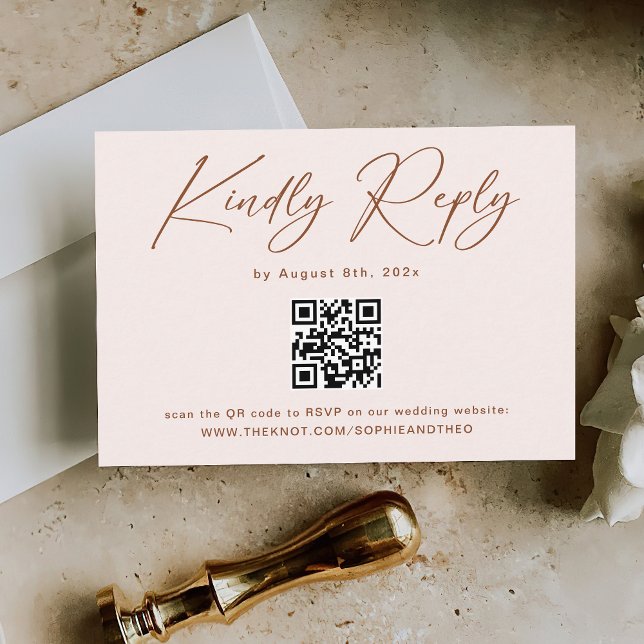 Tarjeta De Recepción Boho Terracotta y boda crema RSVP Código Qr (Subido por el creador)