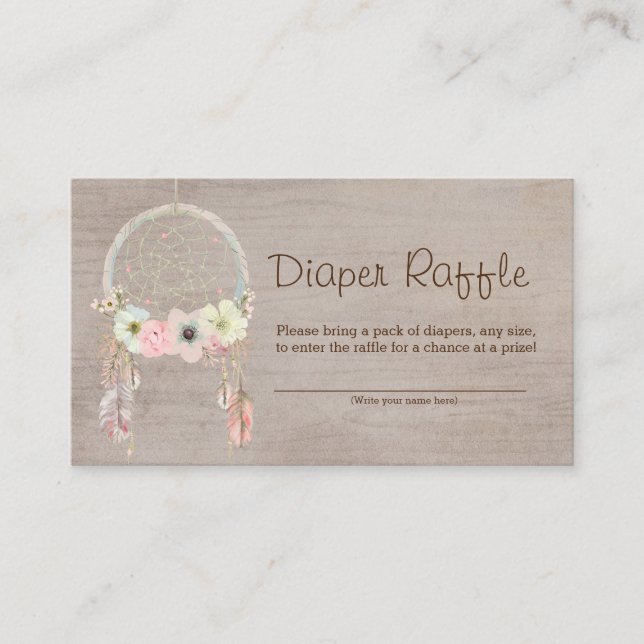 Tarjeta De Recepción Boho Tribal Rustic Showe Diaper Raffle Ticket (Anverso)