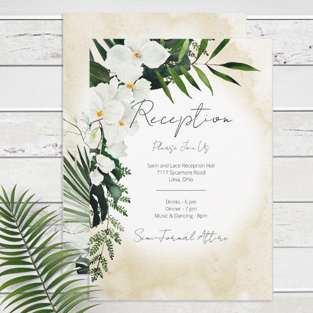 Tarjeta de recepción Boho Tropical Beach Watercolo (Subido por el creador)