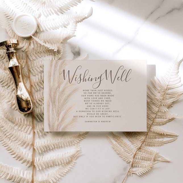 Tarjeta De Recepción Boho verano pampas hierba deseando un buen boda (Subido por el creador)